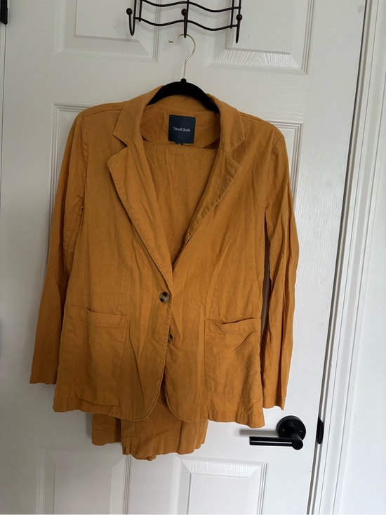 Modcloth Jackets & Blazers - Women's Mustard Linen Blend Blazer and pants suit modcloth set 6 medium